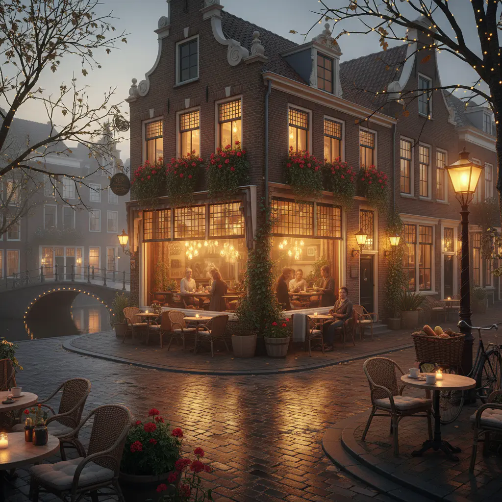 Gezellige straat in een middeleeuwse Nederlandse stad